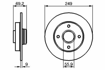 Citroen C3 1.4 2009-2016 Bosch Arka Disk Rulmansız 249mm 2 Adet