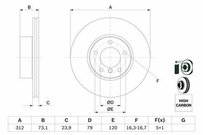 BMW 3 F30 320d ED 2.0 2012-2015 Bosch Ön Disk 312mm 2 Adet