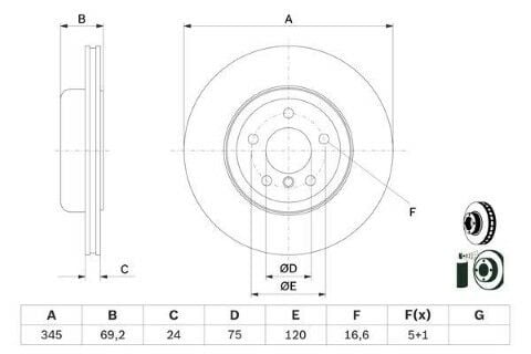 BMW 7 F01 740 xD 3.0 2010-2015 Bosch Arka Disk 2 Adet