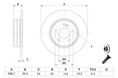 Mercedes E Serisi (210) E300TD 3.0 1997-1999 Bosch Arka Disk 290mm 2 Adet