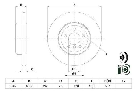 BMW 6 F06 640d XD 2013-2018 Bosch Arka Disk 2 Adet