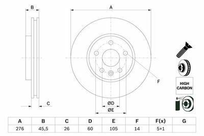 Opel Astra K 1.0 2015-2022 Bosch Ön Disk 276mm 2 Adet