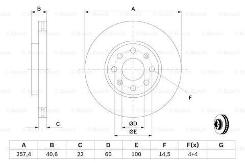 Fiat Punto 1.3MJ 2012-2016 Bosch Ön Disk 257mm 4 Bijon 2 Adet