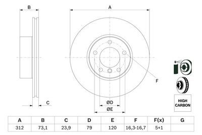 BMW 4 F36 420d 2.0 2014-2021 Bosch Ön Disk 312mm 2 Adet