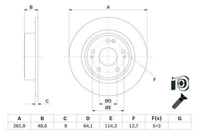 Honda HR-V 1.5VTEC 2015-2025 Bosch Arka Disk 282mm 2 Adet