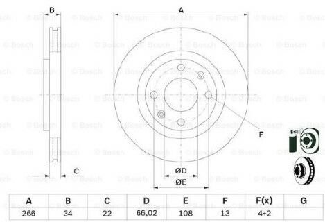 Citroen C3 Picasso 1.6HDi 2009-2012 Bosch Ön Disk 266mm 2 Adet