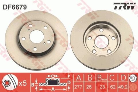 Toyota Corolla 1.6 2013-2019 TRW Ön Disk 277mm NETPAR 2 Adet