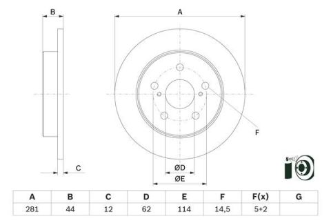 Toyota Corolla Cross 1.8 Hybrid 2022-2025 Bosch Arka Disk 281mm 2 Adet