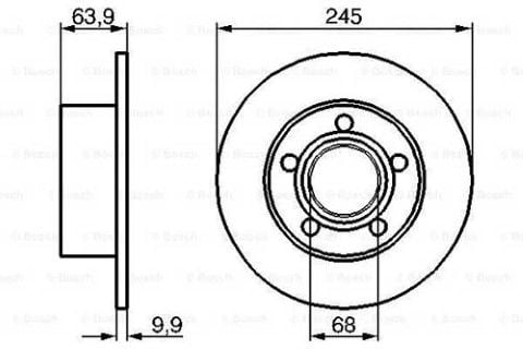 Volkswagen Passat 1.6 2000-2005 Bosch Arka Disk 245 mm 2 Adet