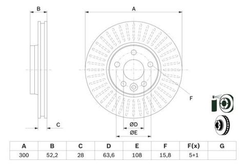 Volvo S60 2.0 T5 2010-2014 Bosch Ön Disk (300 mm) 2 Adet