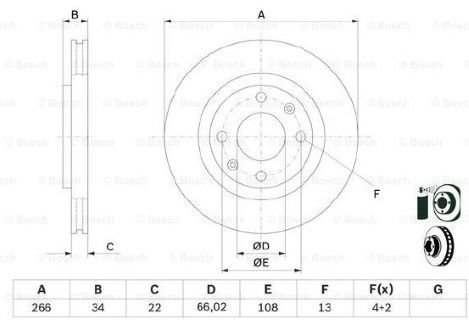 Peugeot 301 1.6HDi 2012-2018 Bosch Ön Disk 266mm 2 Adet