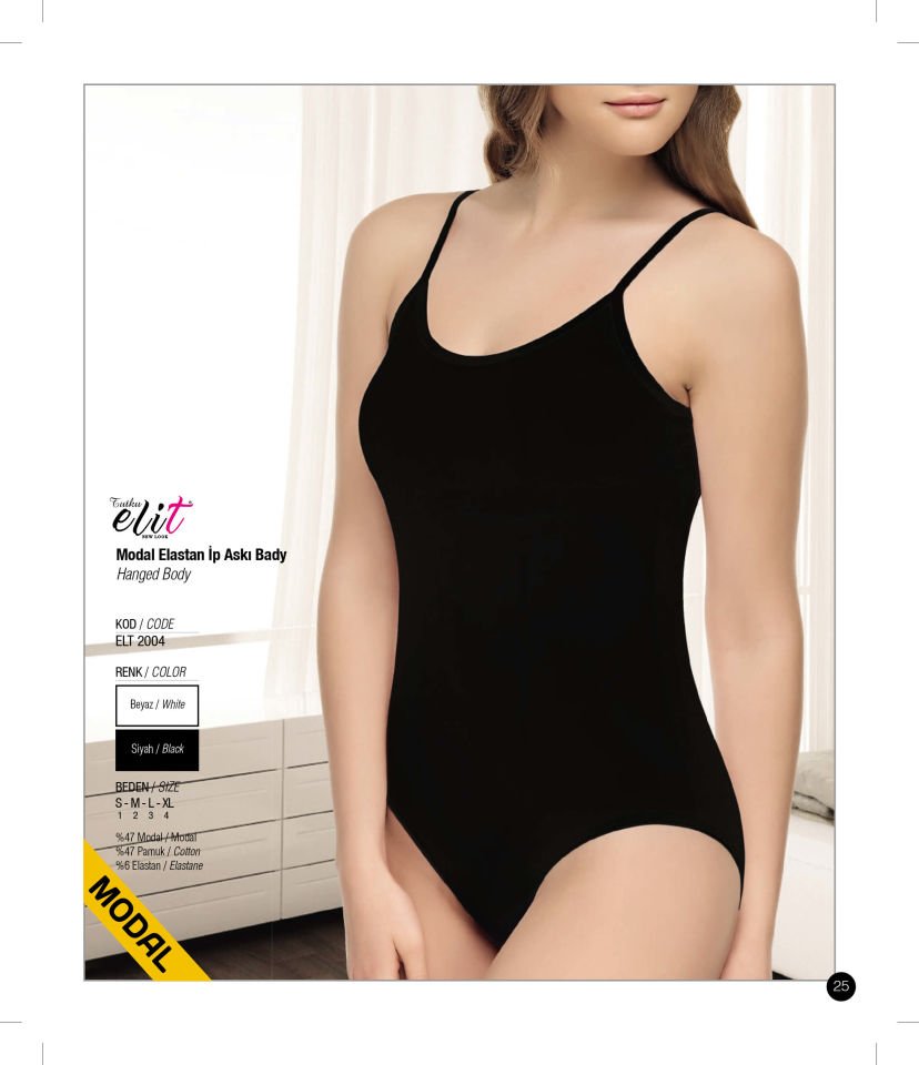 Tutku Elit 2004 Modal İp Askılı Çıtçıtlı Body 3 lü