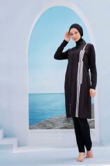 Spor Çizgili Mayo - Siyah/Beyaz