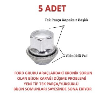 Mondeo Bijon Somunu Krom Yüksüklü 5 Adet 19mm