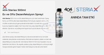 404 Steriax Antibakteriyel Ev Ve Ofis Dezenfektan Spreyi 500ml %70 Alkol