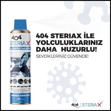 404 Steriax Antibakteriyel Araç Dezenfektan Spreyi 200ml %70 Alkol