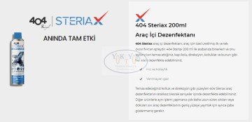 404 Steriax Antibakteriyel Araç Dezenfektan Spreyi 200ml %70 Alkol