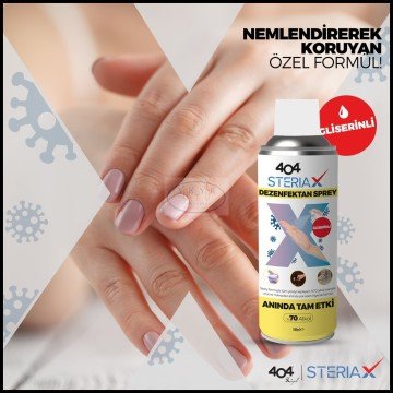 404 Steriax Antibakteriyel El Dezenfektan Spreyi 100ml %70 Alkol