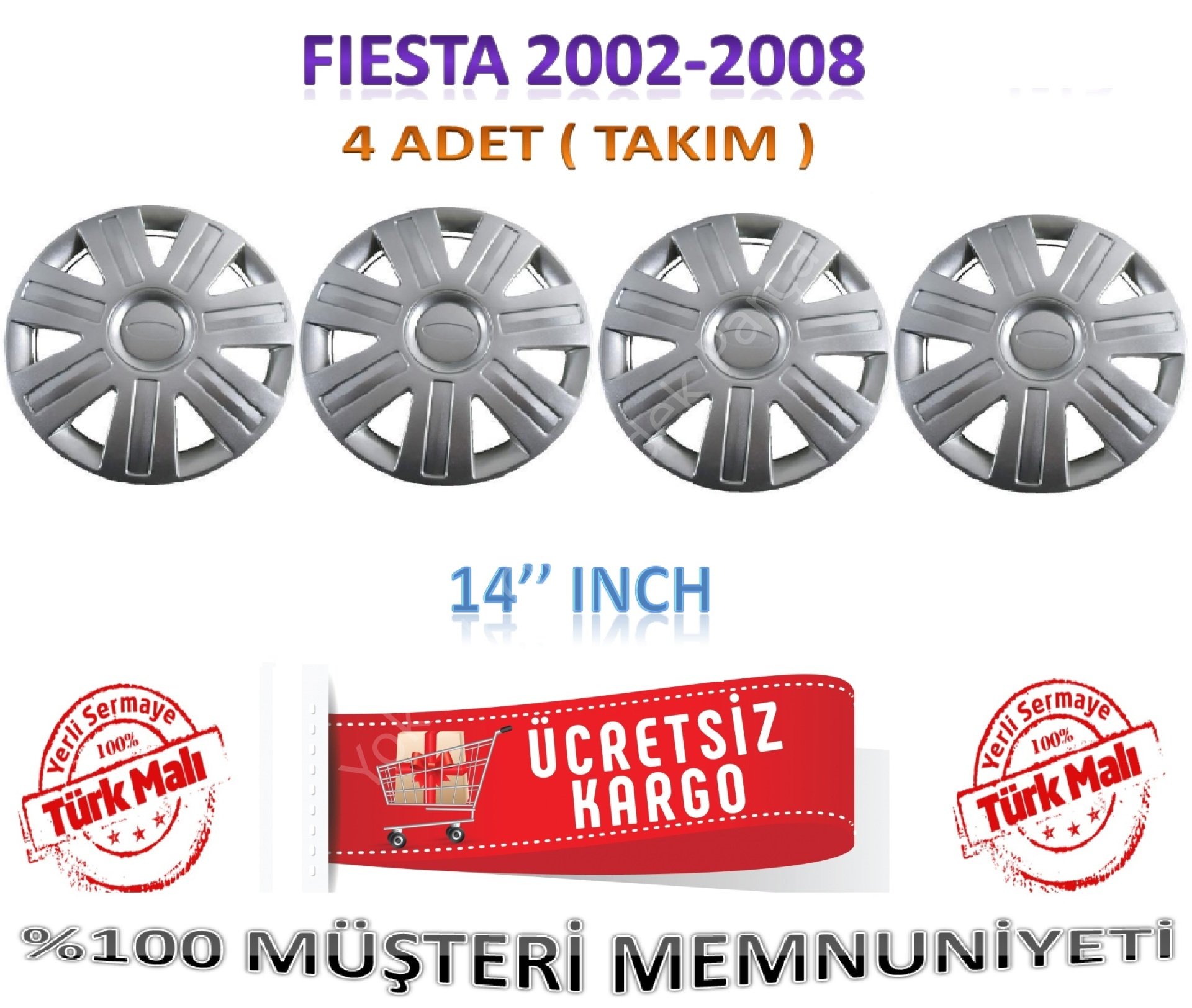 Fiesta Jant Kapağı Takım 4 Adet 14 İnch 7 Kol Tip 2002-2008