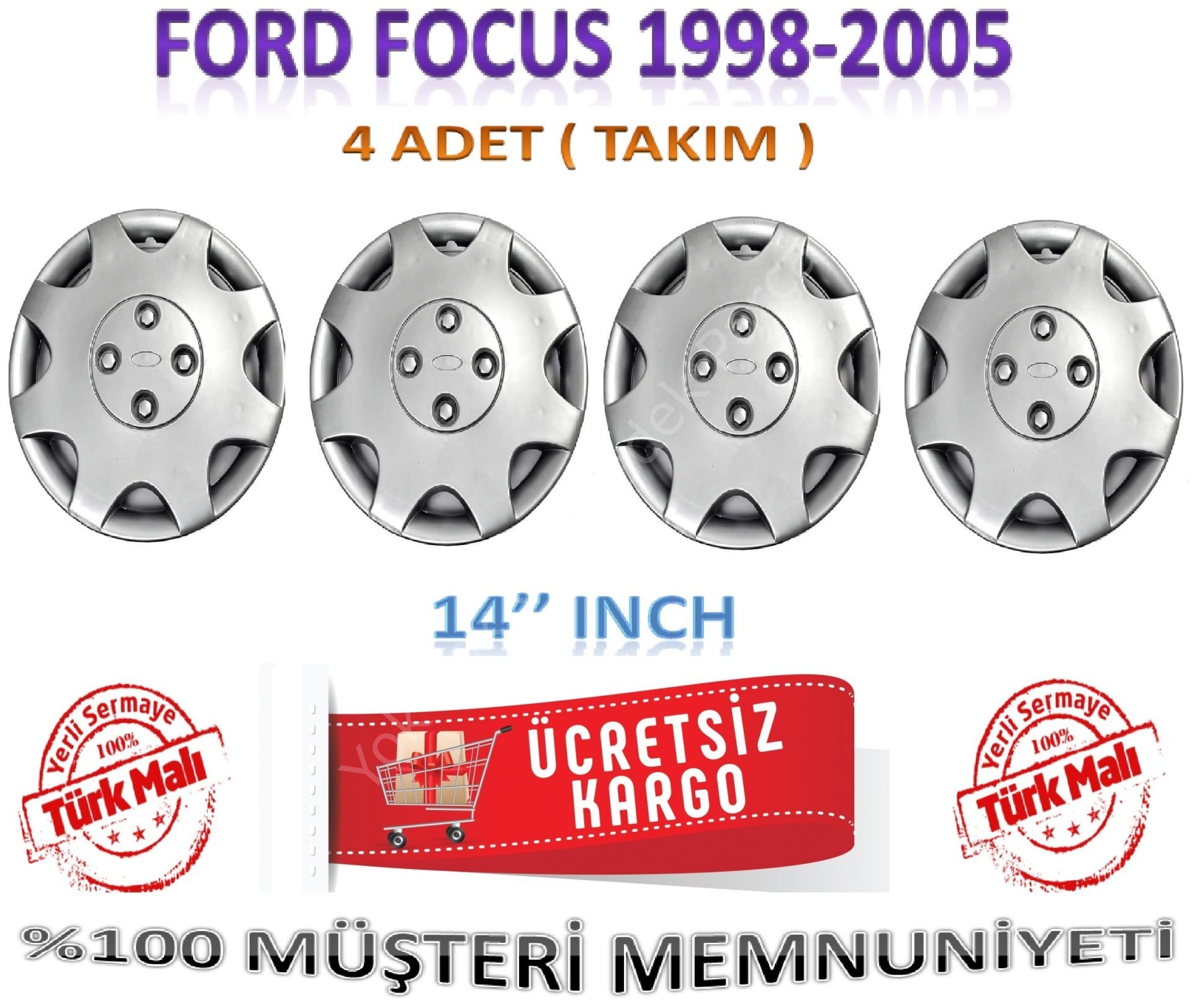 Focus Jant Kapağı Takım 4 Adet 14 İnch Bijonlu Tip 1998-2005