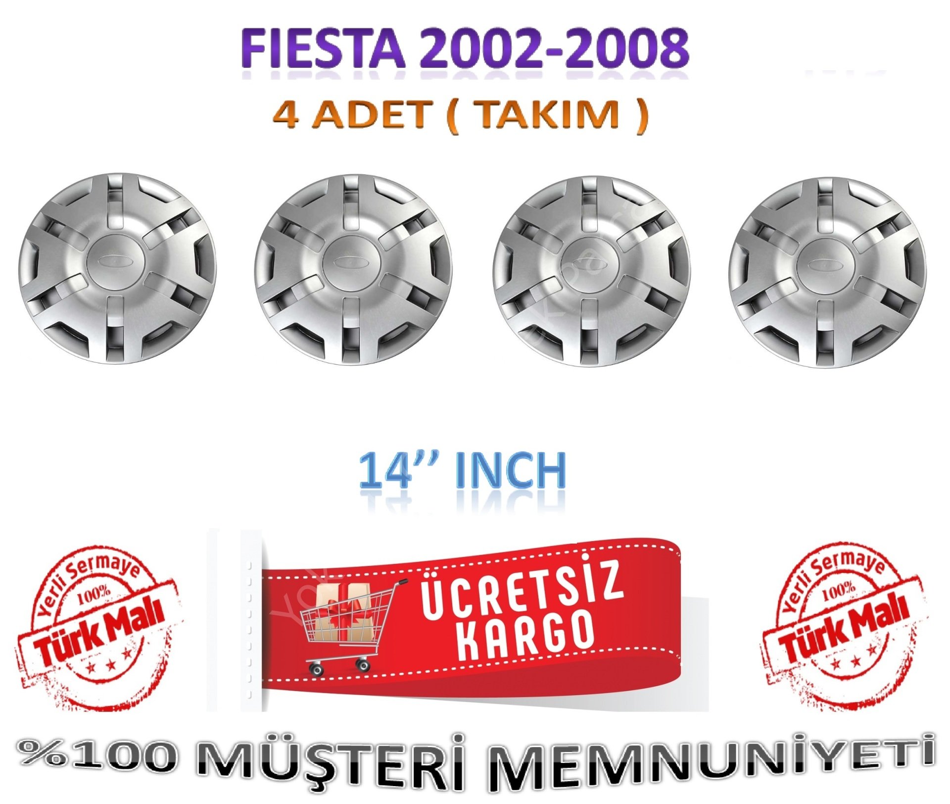 Fiesta Jant Kapağı Takım 4 Adet 14 İnch 6 Kol Tip 2002-2008