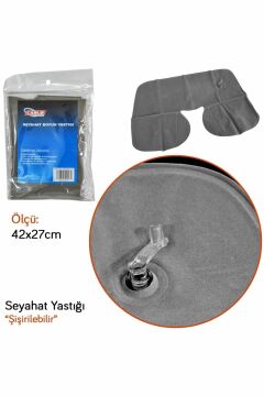 Carub Şişirilebilir Yer Kaplamaz Terletmez Uçak Oto Seyahat Boyun Yastığı