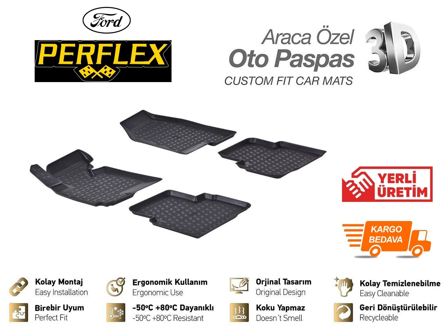 Perflex Ford Fusion 3d X-Mat Havuzlu Paspas 2002-2011