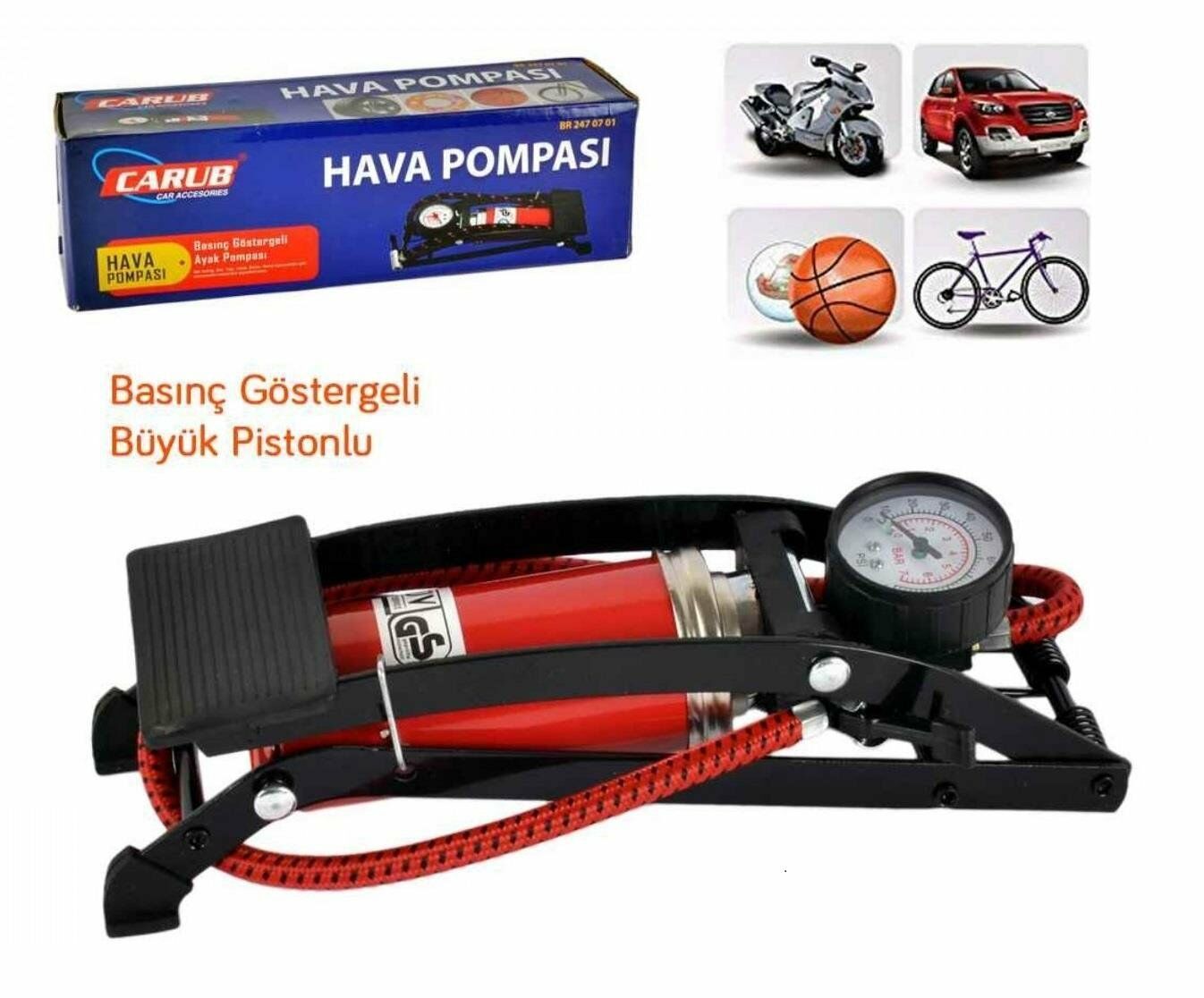 Carub Hava Pompası / Basınç Göstergeli Ayak Pompası