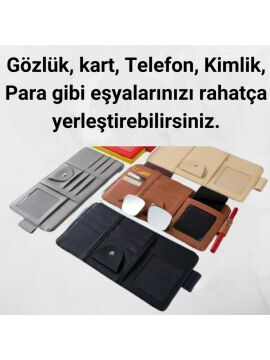 Suni Deri Ön Güneşlik Organizer / Siyah