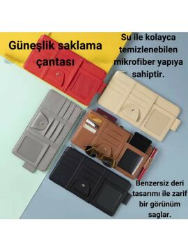 Suni Deri Ön Güneşlik Organizer / Siyah