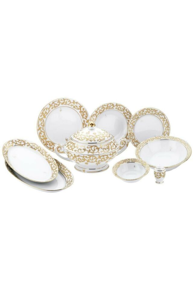 Kütahya Porslen Yasemin 77 Pieces Hand Decor Dinnerware B.Gold