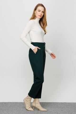 Ghisa Elastic Back Trousers DARK GREEN