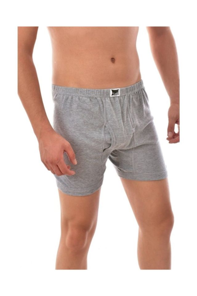6 Pack Combed Cotton Long Johns Men's Briefs Gray