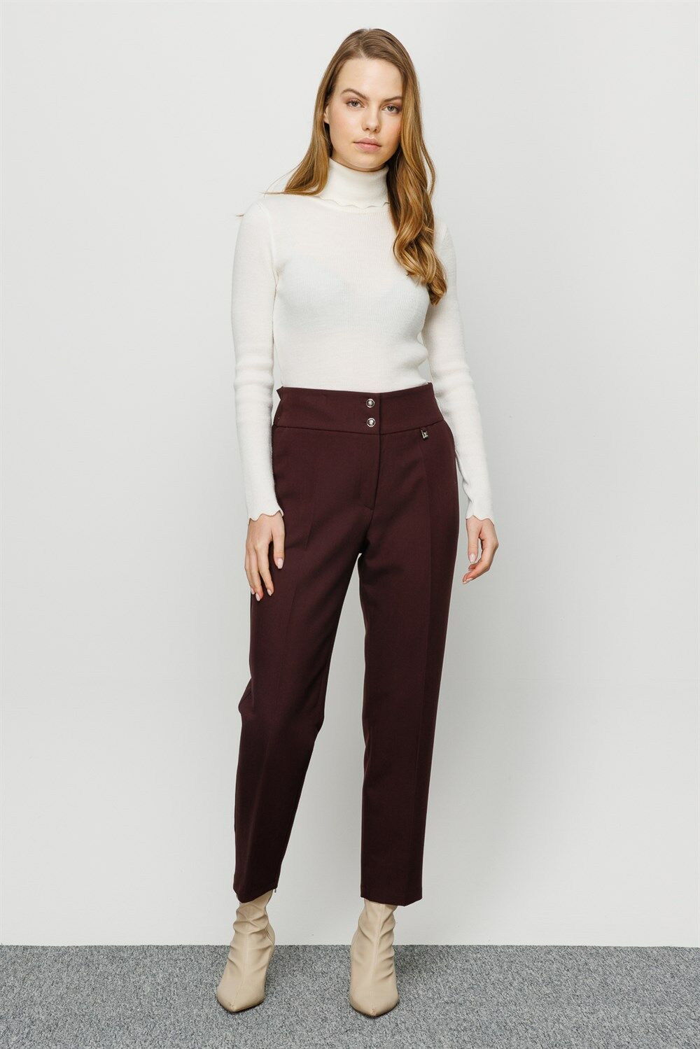 Ghisa Elastic Back Trousers ACI BROWN