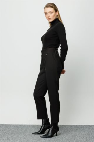 Ghisa Elastic Back Trousers BLACK