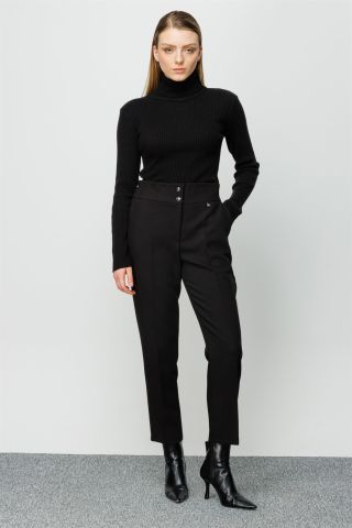 Ghisa Elastic Back Trousers BLACK