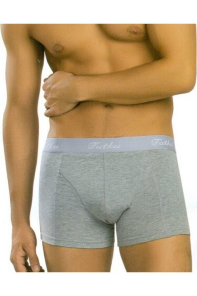 Men's Gray Lycra Elastane Long Johns Boxer Briefs 6 Pack
