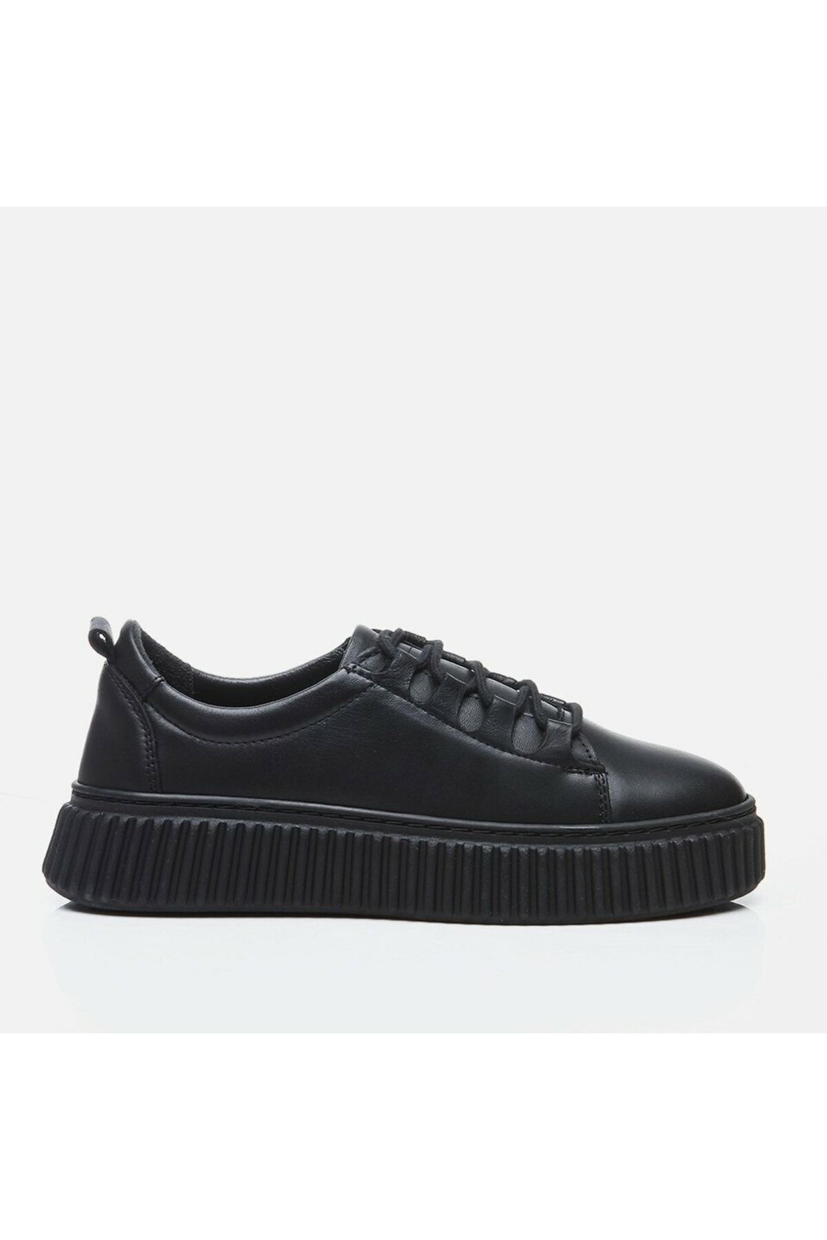 Genuine Leather Black Women's Sports Shoes