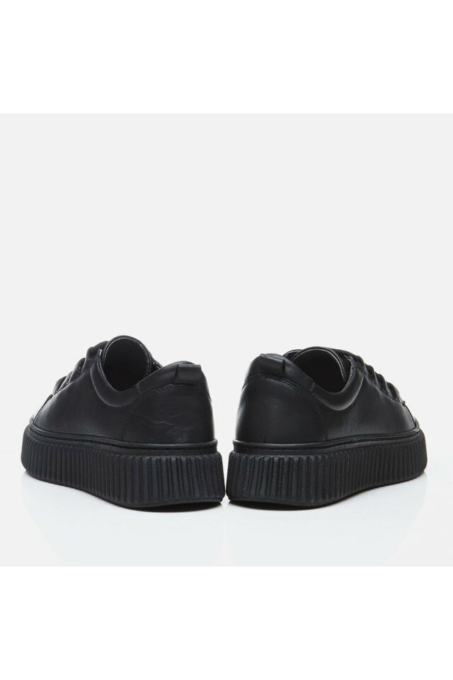 Genuine Leather Black Women's Sports Shoes