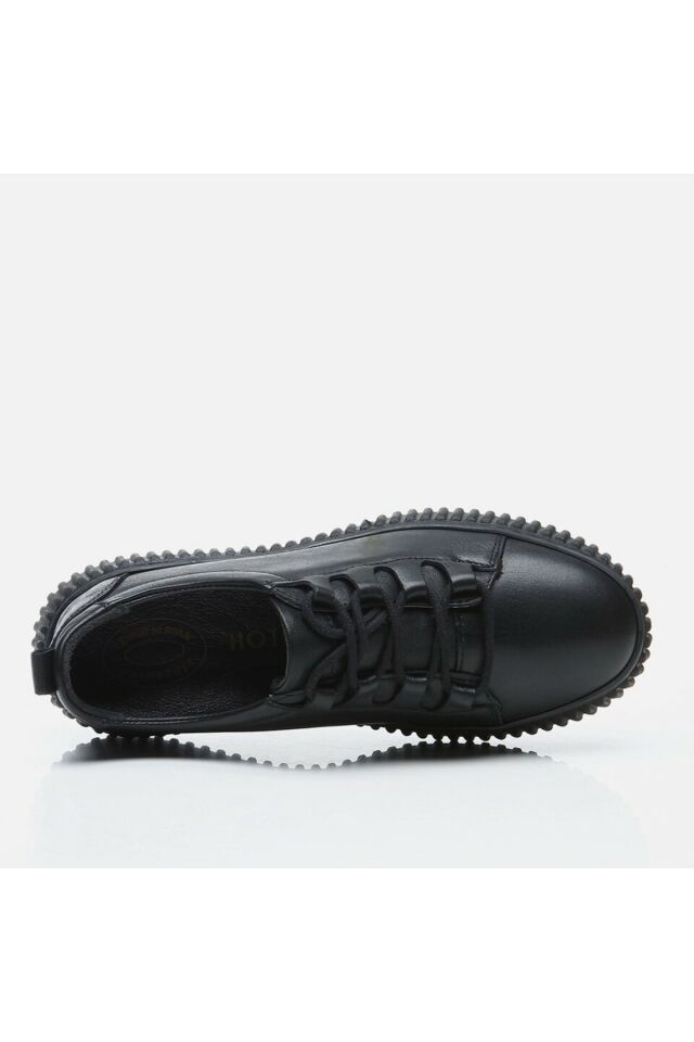 Genuine Leather Black Women's Sports Shoes