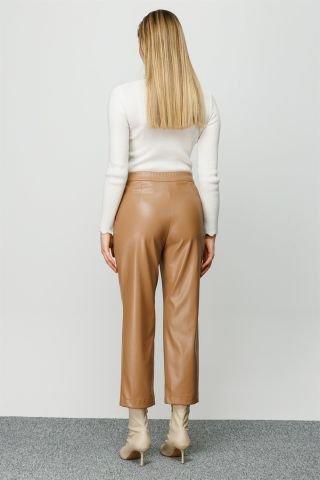 Ghisa Boy Friend Leather Pants CAMEL