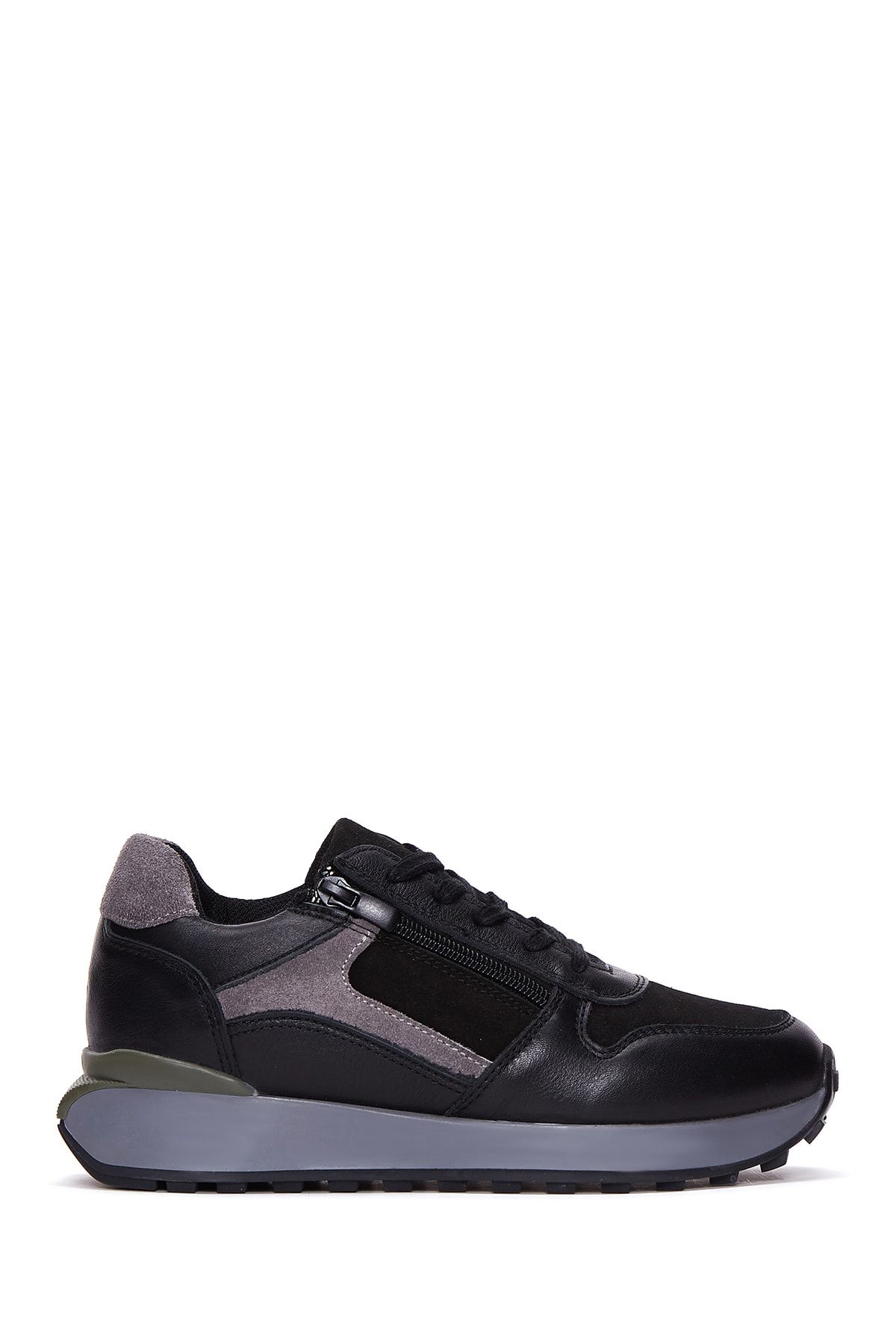 Kadın Süet Detaylı Deri Sneaker