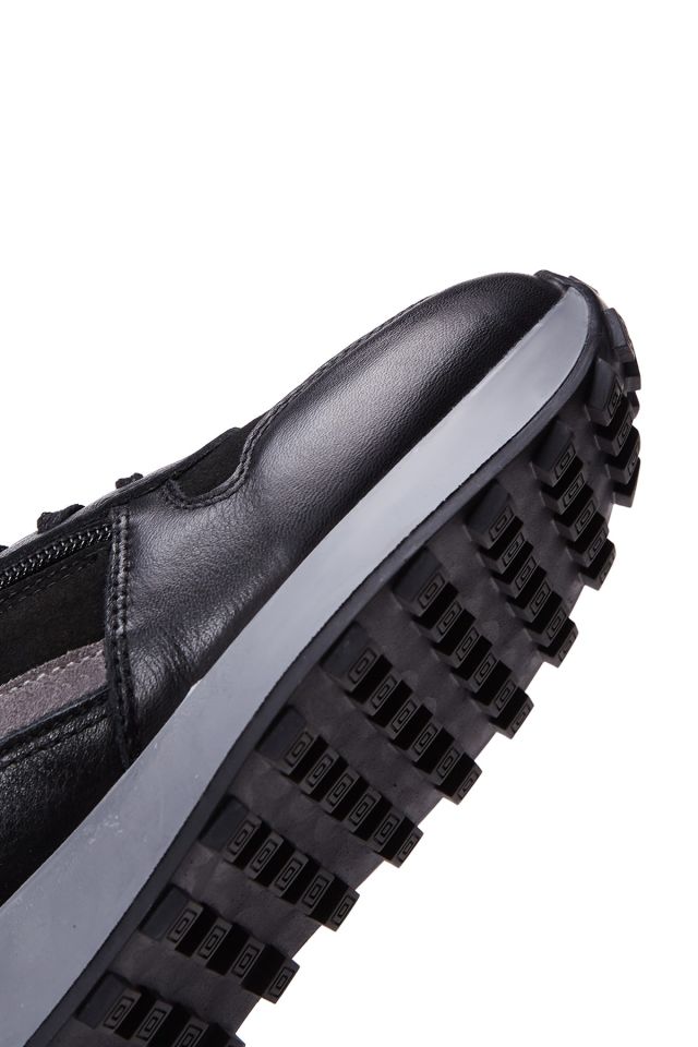 Kadın Süet Detaylı Deri Sneaker