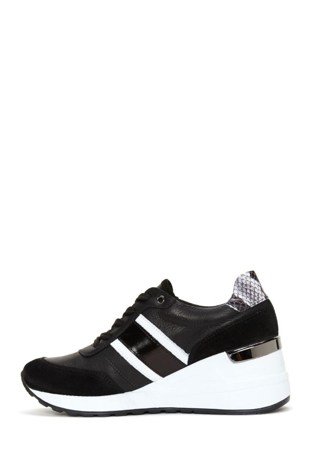 Women's Leather High-Sole Sneaker