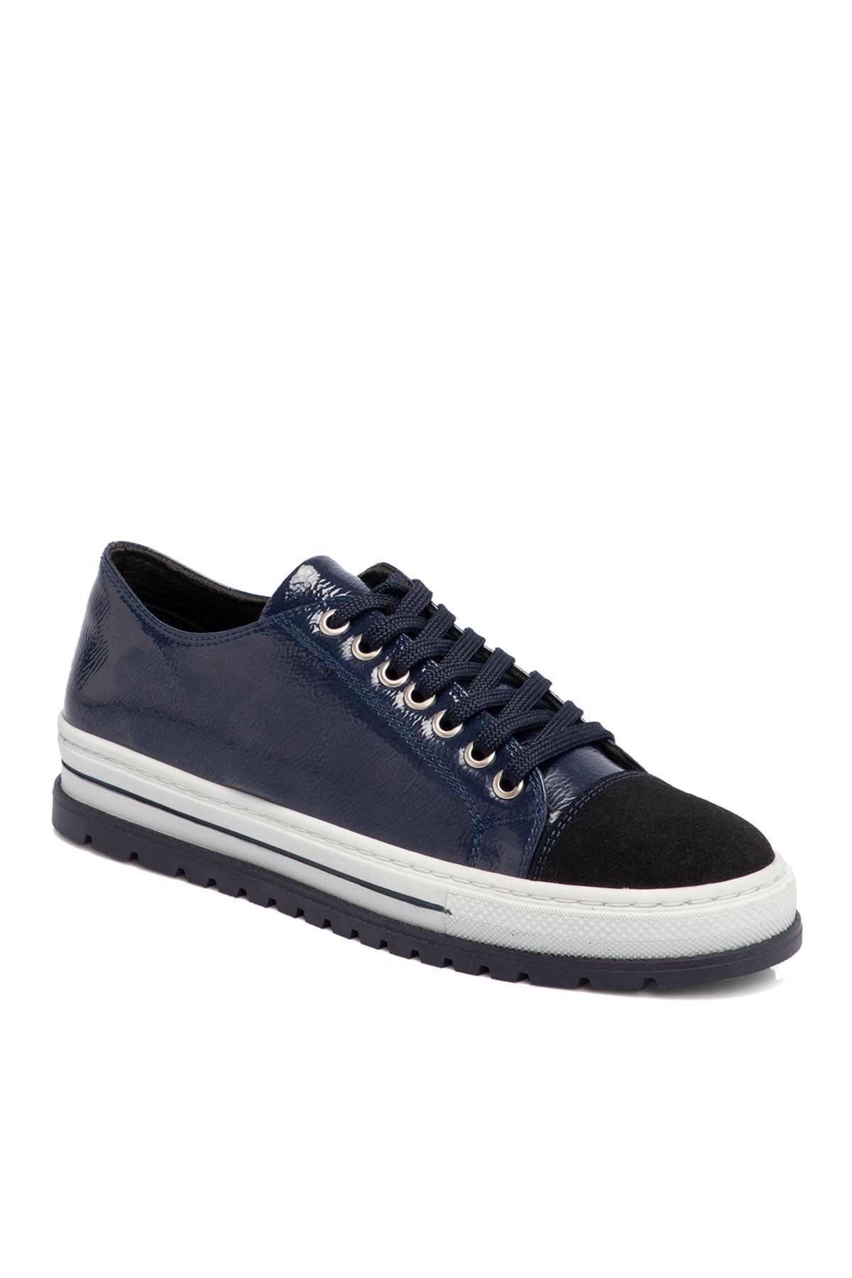 Navy Blue Leather Women's Shoes