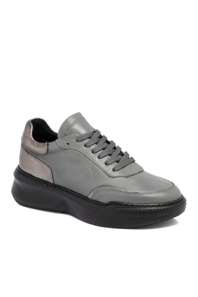 Gray Leather Women's Shoes