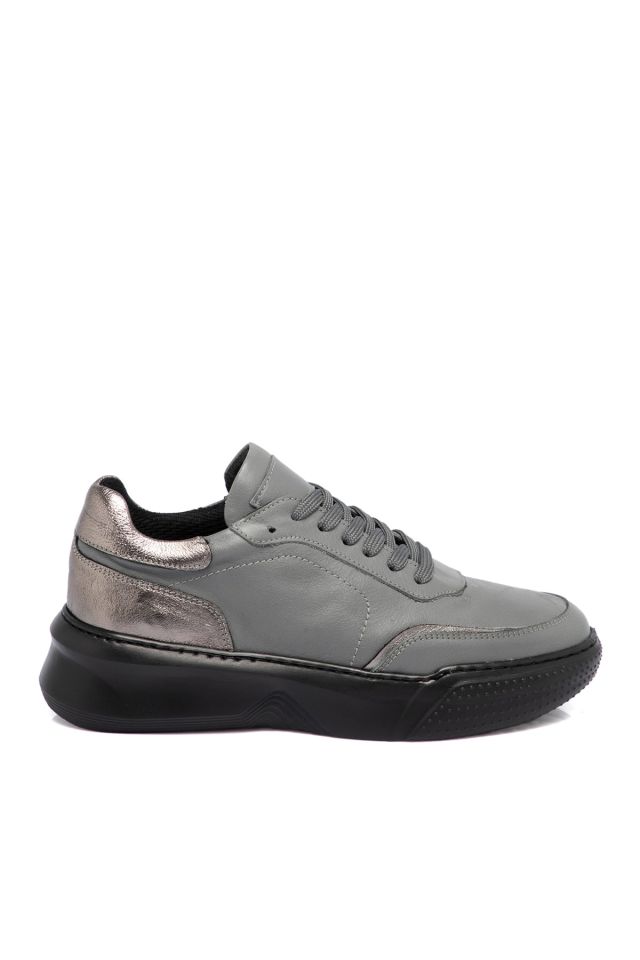 Gray Leather Women's Shoes