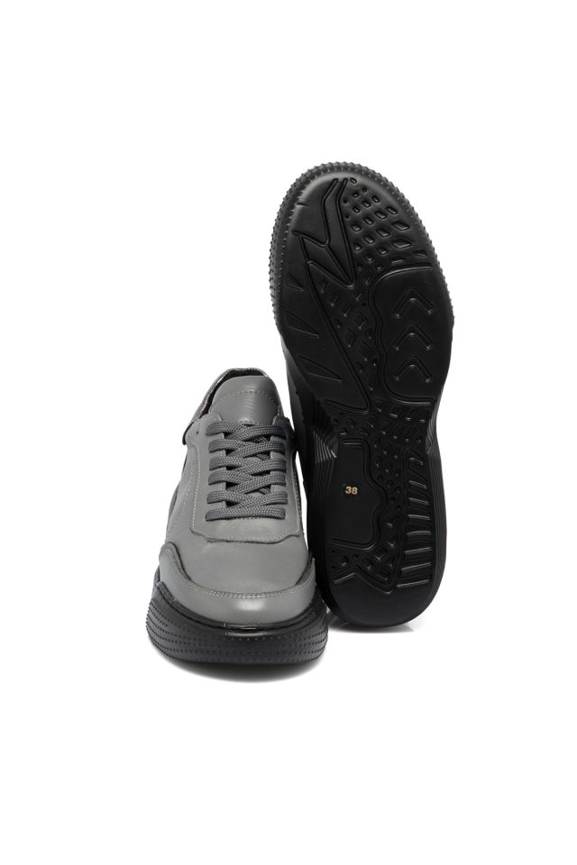 Gray Leather Women's Shoes