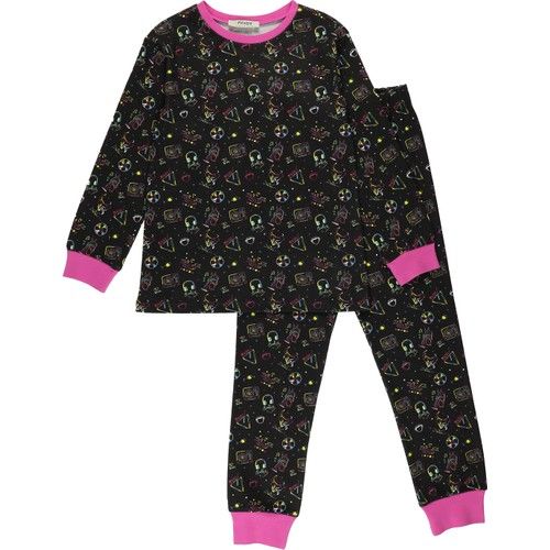 Girl's Crew Neck Printed Pajamas Set