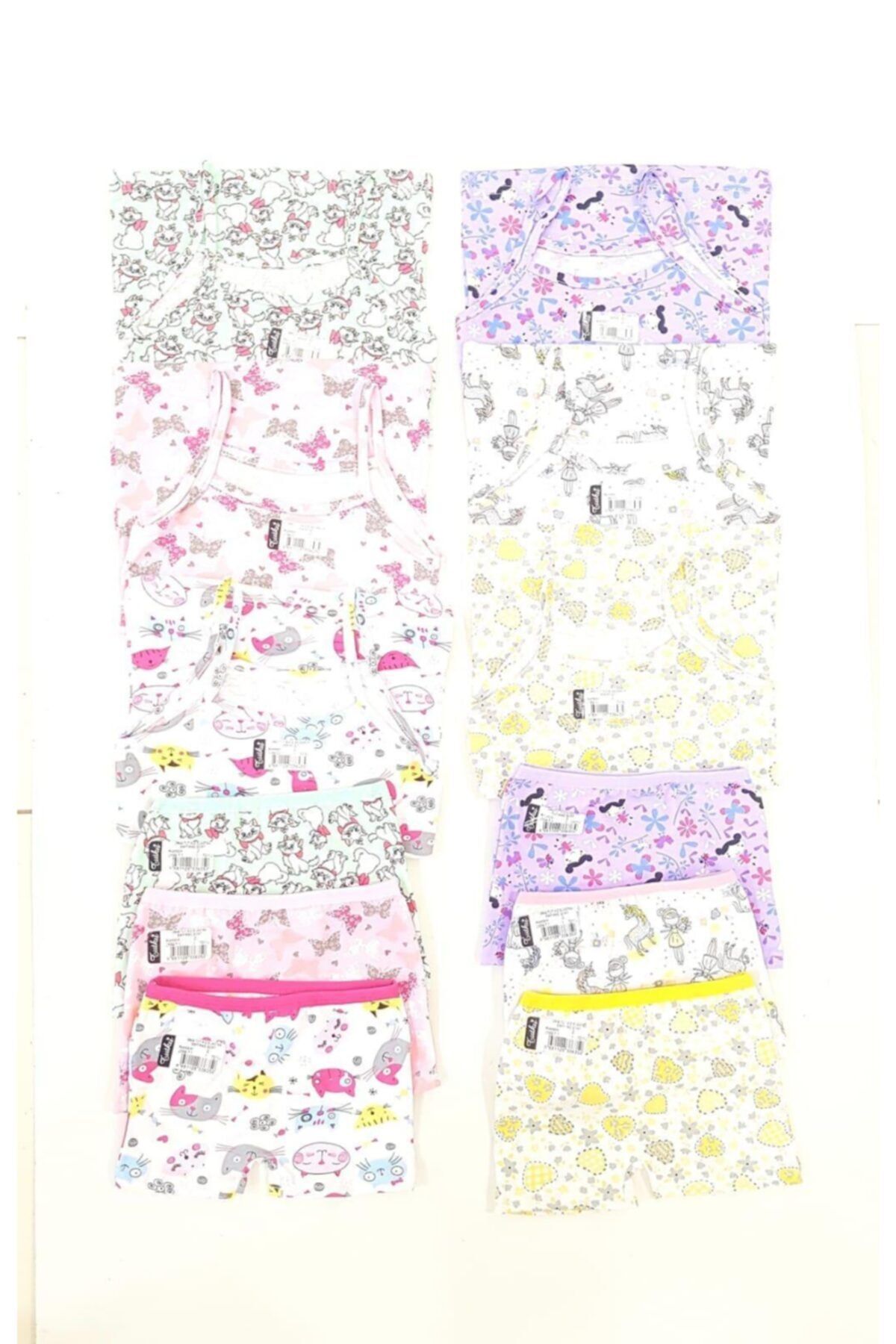 Girls Multicolor 6 Piece Empirme Elastane Rope Suspended Athlete Shorts Set